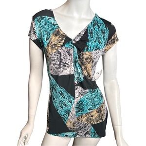NWT LIZ CLAIBORNE Y2K Women’s Small Snakeskin Knit Top Knot Front Sleeveless